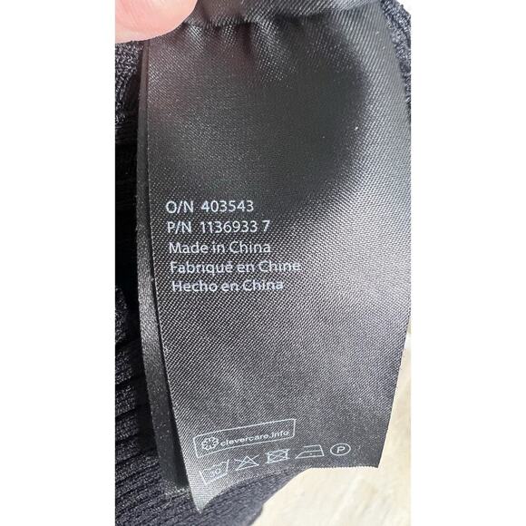 COS Womens Large Black Stretch Knit Ribbed Mock Neck Short Sleeve Mini Dress EUC - Picture 7 of 11